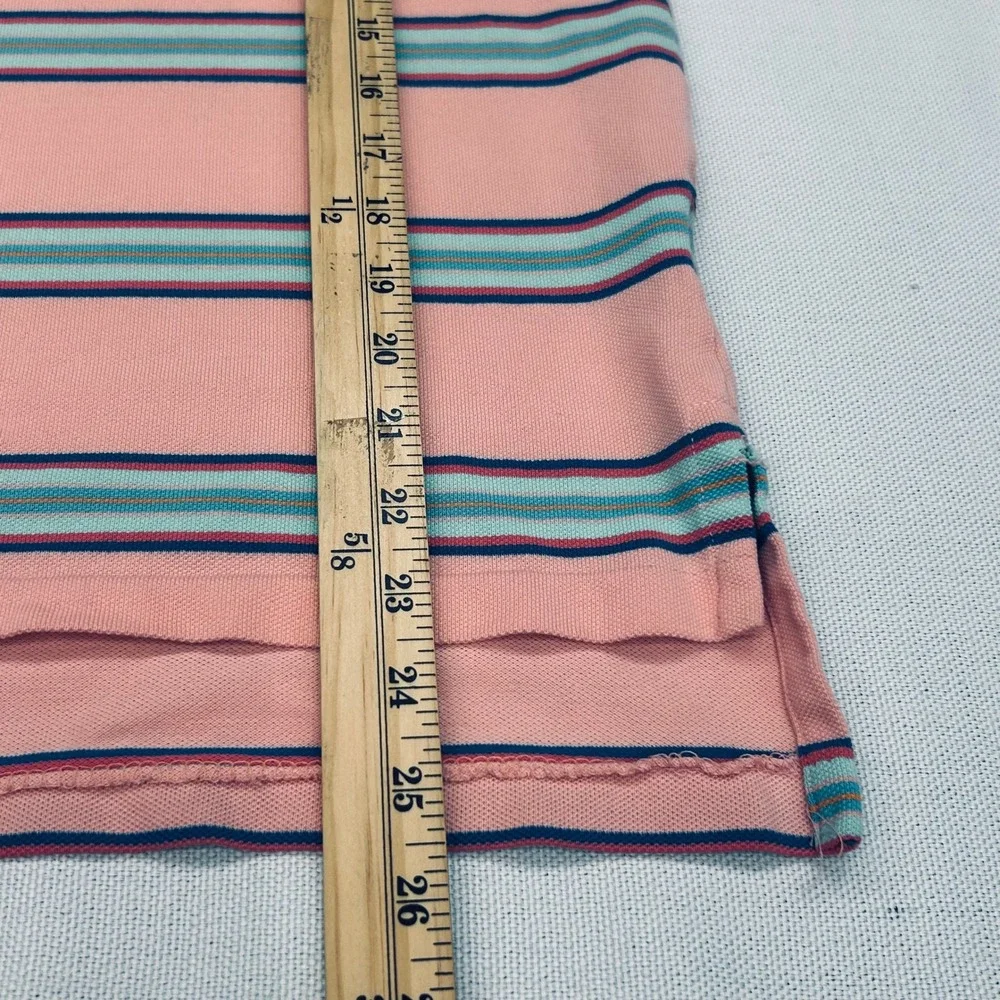 Polo Ralph Lauren Classic Fit Polo Shirt Mens M Salmon Pink Striped Preppy Y2K